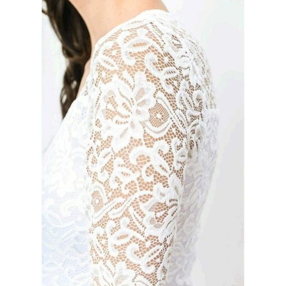 Hello MIZ Women's Size Small Maternity Bodycon Dress Ivory Floral Lace, S - Picture 5 of 7